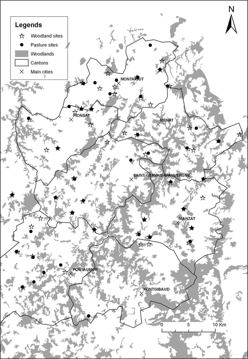 VOL. 76, 2010 TICK-BORNE BACTERIA IN QUESTING I. RICINUS TICKS 4415 FIG. 1. Map of the Combrailles region of central France (latitude, 45.8 to 46.2 N; longitude, 2.