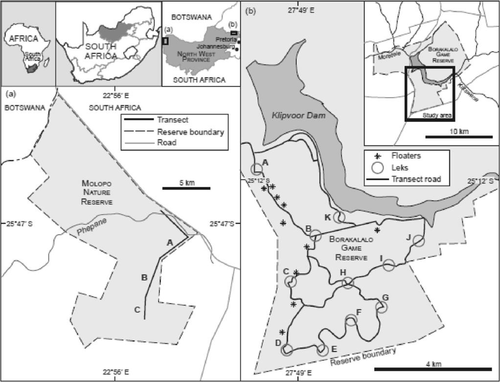 van Niekerk Avian Research (2014) 5:9 Page 3 of 9 Figure 1 Two study sites in South Africa where the population ecology of the Red-crested Korhaan was studied.