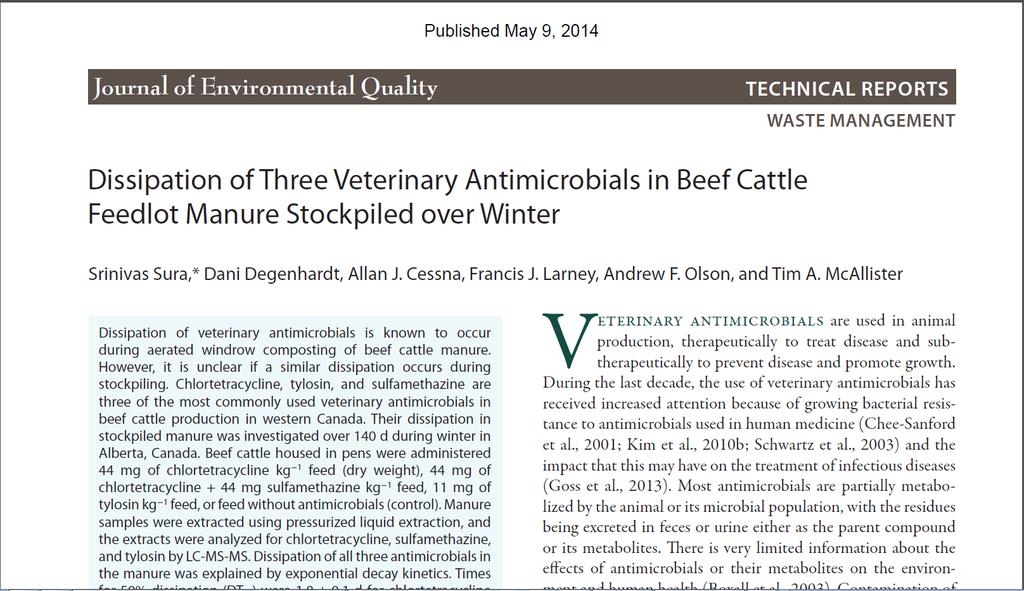 Fate of Antimicrobials After 77 d in stockpiles,