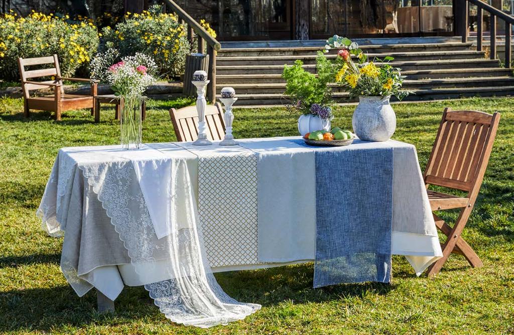 Freshness in its texture TEXTILE (2) (3) (4) (1) (1)1M1525 Mell Natural Table Cloth 150x250 cm (2)1M1828 Romance