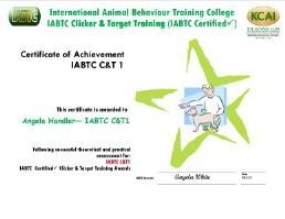 7 International Animal Behaviour Training College Just Starting Out? IABTC Introduction to Clicker & Target Training (1 Day Workshop) 2017 March 2nd & Sept 28th 60.