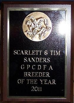 On May 16, 2011 Scarlett & Tim Sanders of Foxhunt White Shepherds are honored to have received