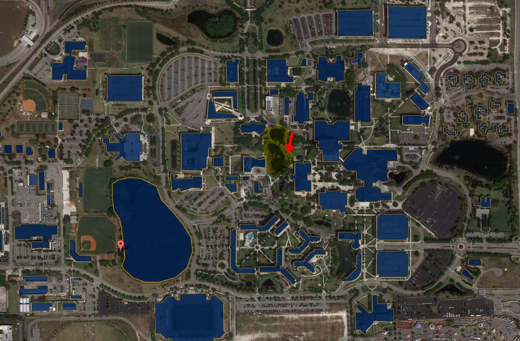 Figure 1. Map of FIU Campus. To establish three levels for the amounts of food we formed three teams.