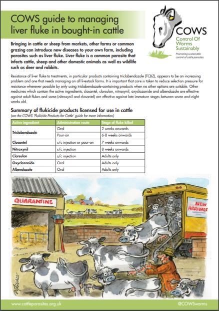 Quarantine treatments All animals coming onto farm should be considered a potential source of