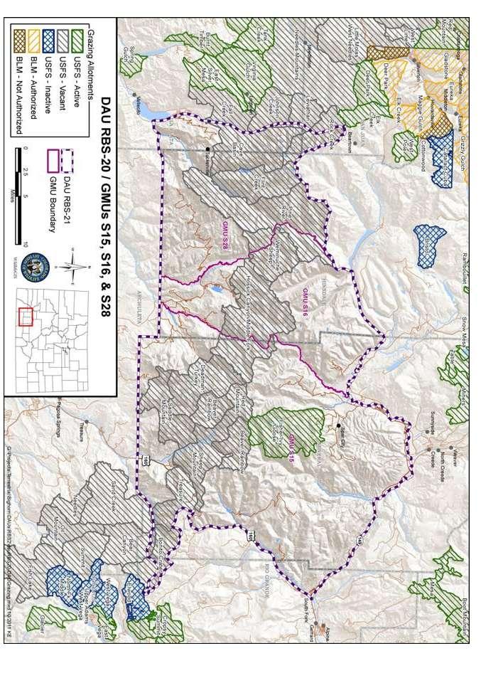 HISTORY OF THE WEMINUCHE BIGHORN SHEEP HERD RBS-20 and CURRENT STATUS Bighorn sheep populations are defined as Data Analysis Units (DAUs) that consist of groupings of current Game Management Units