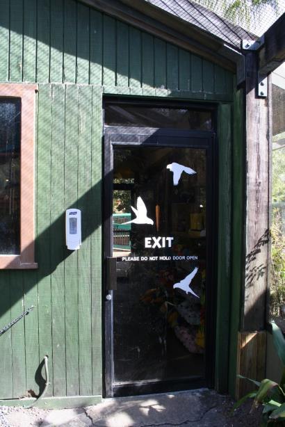 When it is time to leave, we will go to the door with the exit sign. I will shut the door behind me and not hold it open.