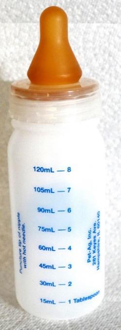 Pet Ag 4 oz. Baby Nursing Bottle (left) and Pet Pectillin for Diarrhea (right). Both will come in handy when working with Foxes, Bobcats and Coyotes.