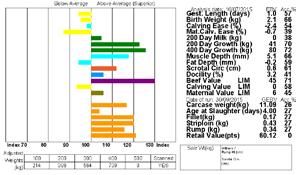 17 5. How to Use the Information in This Catalogue EBVs & GEBVs are expressed in the same unit as the recorded trait (eg kgs for 400 Day Weight, mm for Muscle Depth etc) are relative to the Breed