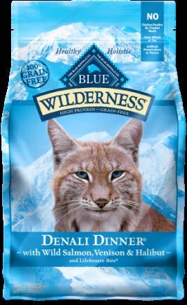 A Protein-Rich, Grain-Free Diet BLUE Wilderness Denali Dinner provides your cat with the optimal blend of protein, fat and healthy complex carbohydrates they need to thrive, without the grains that