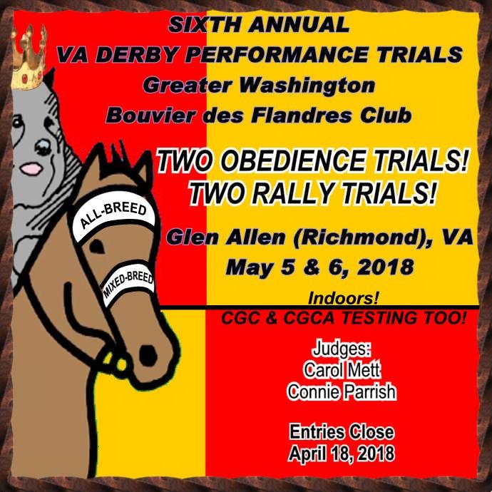 PET RESORT 11015 Dude Ranch Road Glen Allen, VA 23059 1-804-798-7900 Trial Hours: 8:00 a.m. to 7:00 p.m. This show will be held indoors. C W lub MAIL ALL ENTRIES WITH FEES TO: Ms.