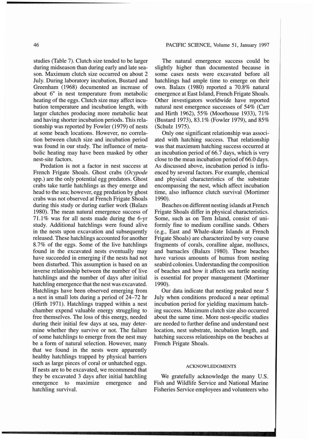 46 PACIFIC SCIENCE, Volume 51, January 1997 studies (Table 7).