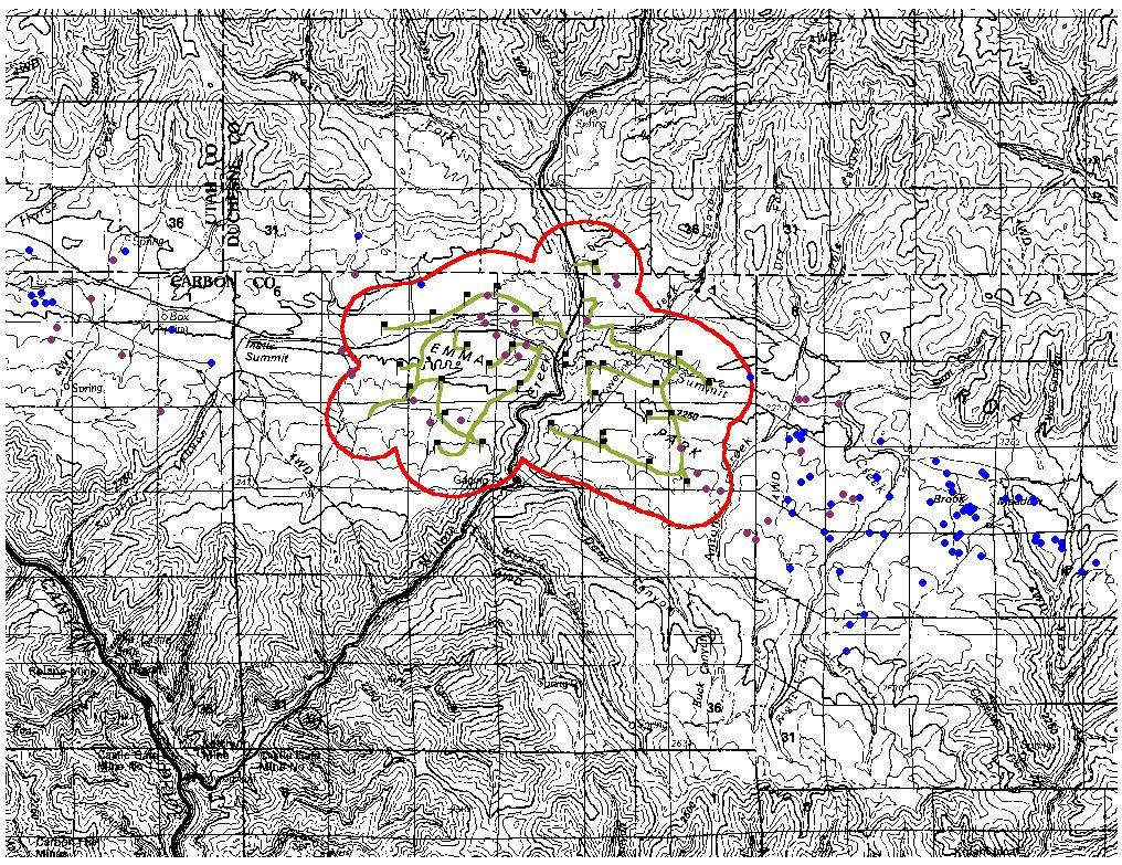 15 Figure 6. Map Depicting Sage-Grouse Locations in relation to CBM Development.
