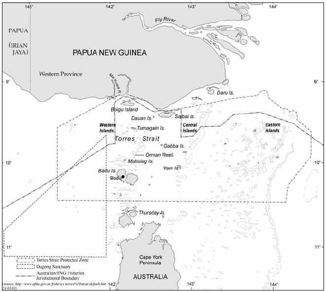 Figure 40: Map of Torres Strait showing the Torres Strait Protected Area and the Dugong Sanctuary 151 AFMA has prepared videos, posters, books and other material on dugong and turtle conservation in