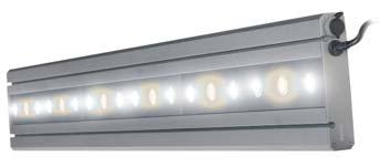 By using LEDs of 6500 K and 3500 K, there is a colour temperature similar to daylight of app. 5500 K. The integrated lenses with 70 beam angle ensure an absolute plain illumination level.