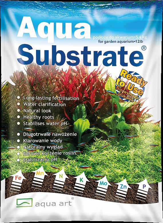 Aqua Substrate will fertilise the plants, clarify and crystallise the water, decrease and stabilise the hardness and ph of the water to values appropriate for tropical biotopes, from which the