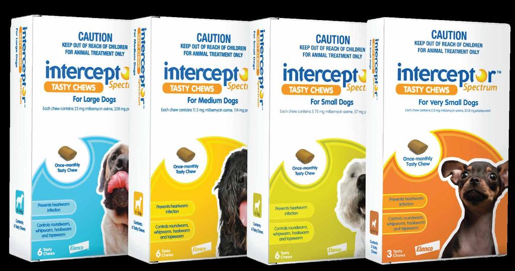 Interceptor Spectrum, you should have your veterinarian confirm that your dog does not have heartworm Read the enclosed Interceptor Spectrum and Credelio leaflets for full instructions Lotilaner is