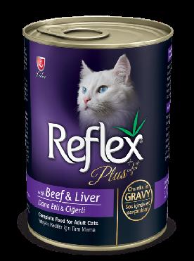 Reflex Plus Cat Can with Beef and Liver chunks in gravy