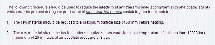 Article 19 : Procedures for the reduction of BSE infectivity in meat-and-bone meal