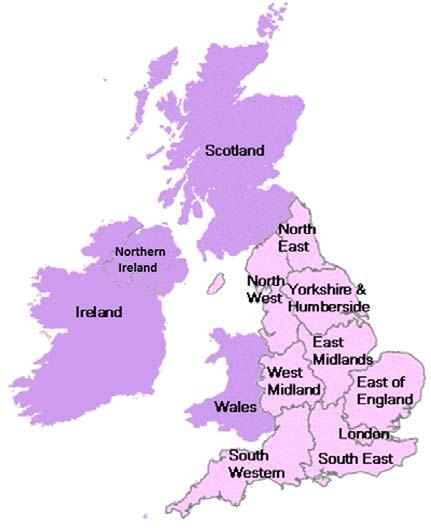 Figure 3: Veterinary practice types in the UK (RCVS, 2011) Veterinary practice locations were classified according to the country and regional development area.