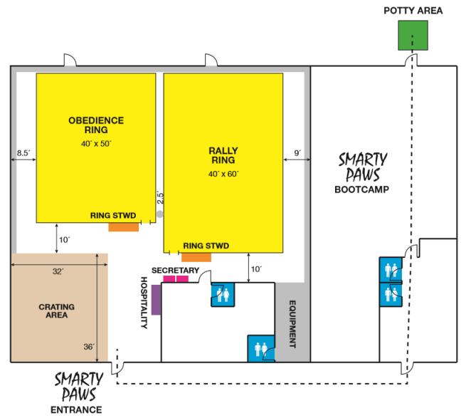 FLOOR PLAN OF RINGS AT SMARTY PAWS SOUTH OBEDIENCE TRIAL INFORMATION Judges are not required to wait for dog(s).