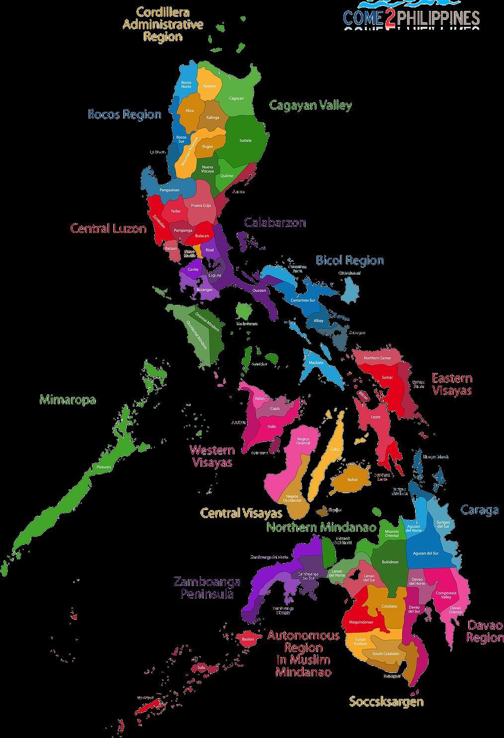 CAR I II The PHILIPPINES 3 Island Groups Luzon (north) Visayas (central) Mindanao (south) 17 Administrative Regions No. of Provinces 81 No.