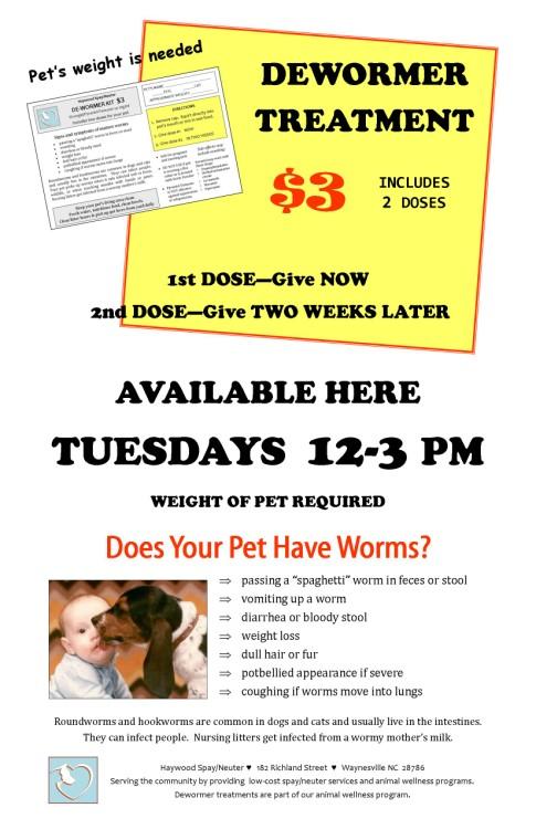 tapeworms. Pets suffer. The majority of our client pet owners have no regular vet.