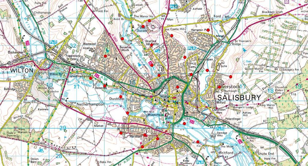 peri-urban Assessments tick & Borrelia area 0 Sarum Down Sarum track Stratford Mill