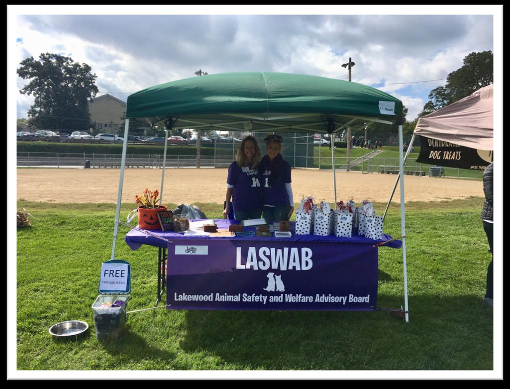 b. Manned a booth at the 11th annual Spooky Pooch Parade where LASWAB members answered questions about the new dog ordinances, distributed the City s Guide to Responsible Pet Ownership postcards,