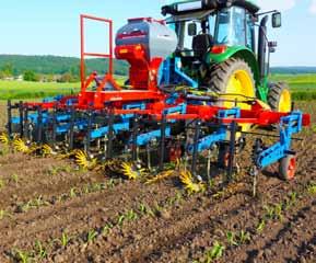 For precise control of the interrow cultivator flanged or rubber support wheels will offered. Each rear interrow cultivator can be driven in front by attaching a front adapter.