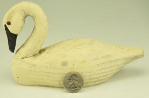Miniature carved Swan decoy unsigned Eastern Shore of VA origin
