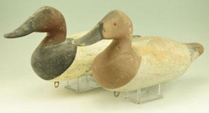 Page: 13 132 (2) Madison Mitchell, Havre de Grace, MD canvasback drakes nice patina, gunning
