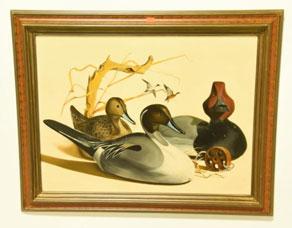 243 Very Important Original framed Oil on Board of Ward Brothers Decoys by Robert Tolley