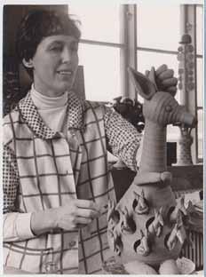 1958 - In her studio at the factory, working on unique sculptures, some of
