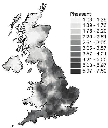 Partridge ha -1 Fig. 1.1.2.1. Density of pheasant and partridges (includes red-legged and grey) registered on the DEFRA Poultry Register in 2009.