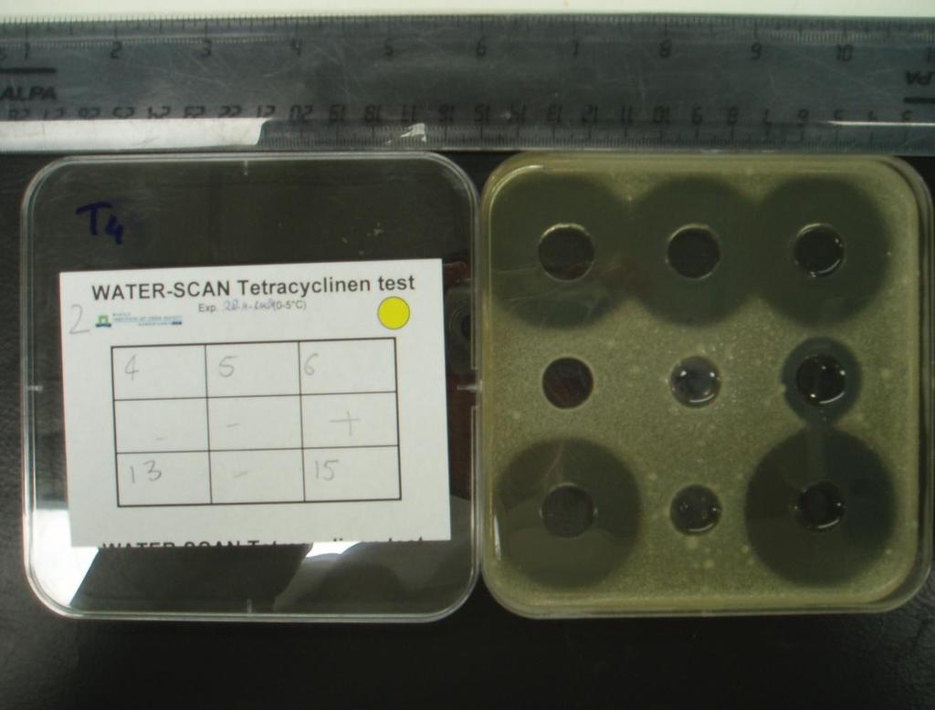 Water Scan Test Antibiotic present growth inhibition 2 16 mm