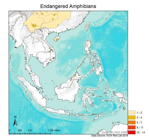 Asia. Map 2 (right): Endangered  Asia.