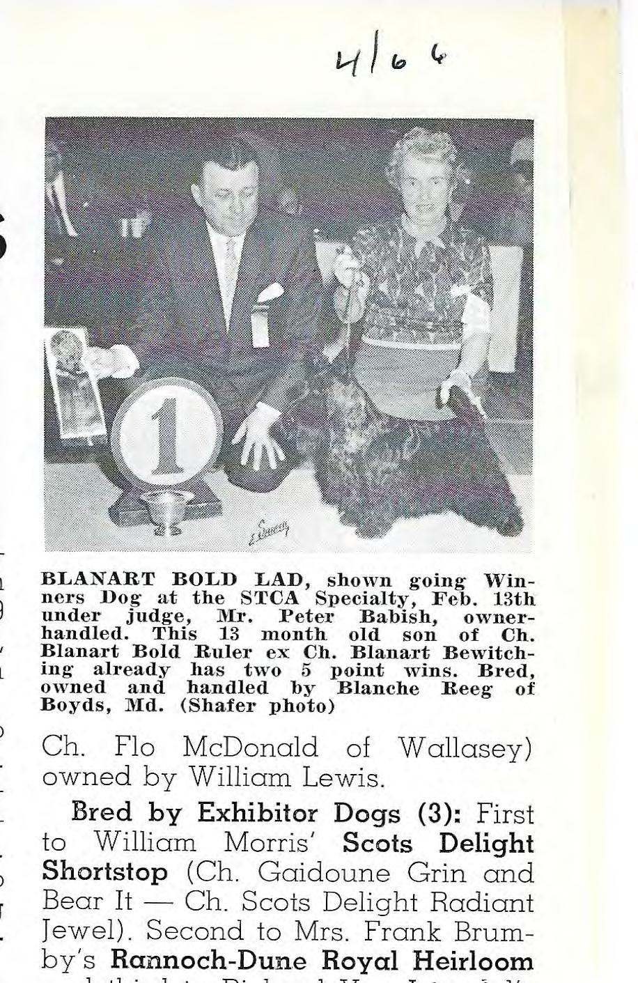 Raab Hill Rollingstone - 48 SCOTTISH TERRIER CLUB OF CALIFORNIA SPECIALTY June 25-26, 1966 With Kennel Club of Beve rly Hills For Information Contact Club Secretary MISS MEDORA MESSENGER 10045