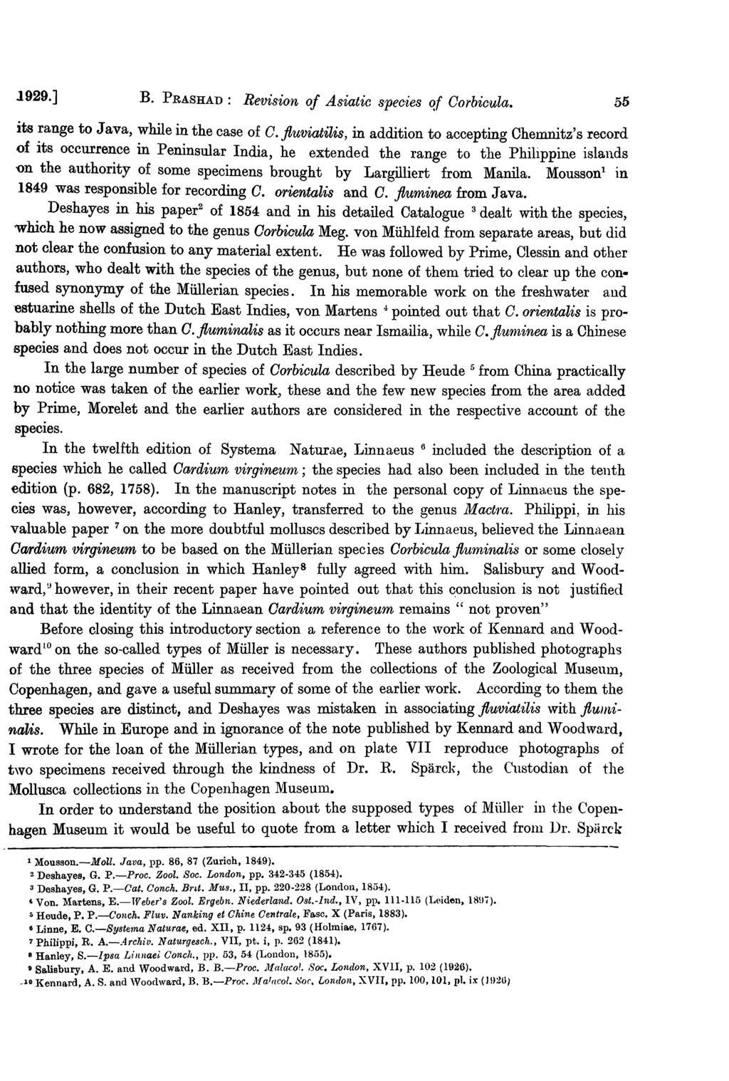 1929.] B. PRASHAD: Revision of Asiatic species of Corbic-ula. 55 its range to Java, while in the case of C.