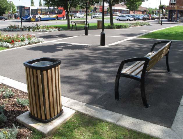 Self-coloured galvanised steelwork, or galvanised + polyester powder coated are further choices available across the range, which also includes coordinated benches, seats and tree grille designs.