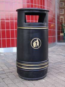 PLASTIC LITTER BIN RANGE Surface-mounted bins Easy-to-install surface-mounted polyethylene litter bins are available in two styles, both as open top bins without lids and lidded versions.
