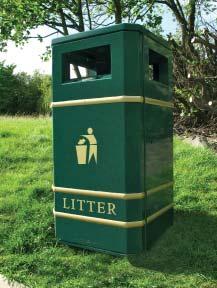 All bins are available in polyester powder coated zintec mild steel to any RAL colour reference and in stainless steel, in a satin or bright polished finish.