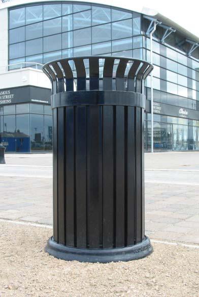 Two sizes of bin are available and both are offered in galvanised steel, either self-coloured or with a polyester powder coated finish, or in stainless steel in a satin or bright polished finish.