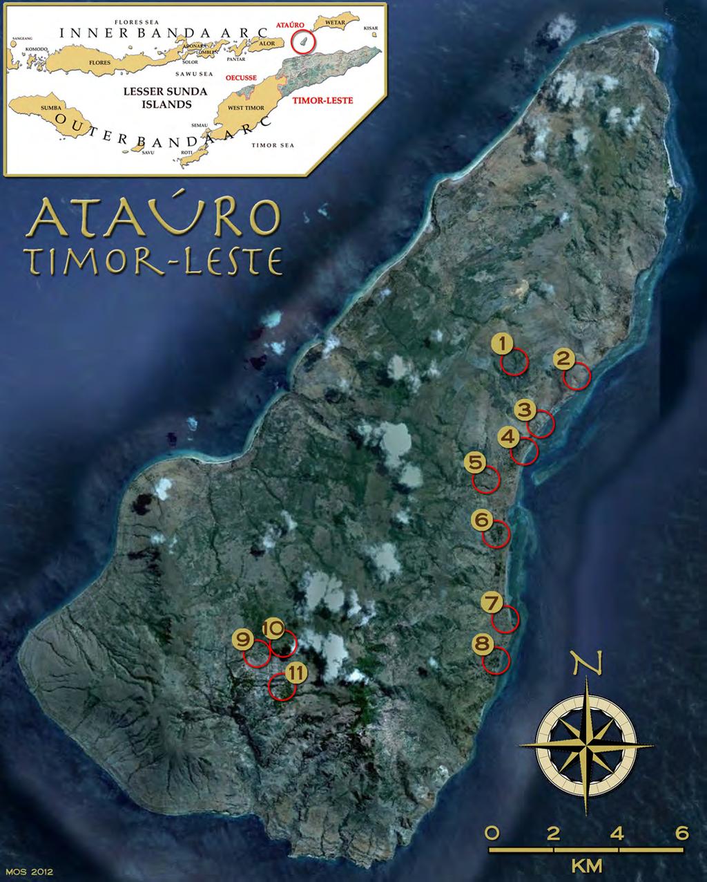Kaiser et al. Herpetofauna of Ataúro Island, Timor-Leste Figure 1. Map of Ataúro Island, Timor-Leste. Collecting localities are identified by numbers corresponding to the descriptions in Table 1.