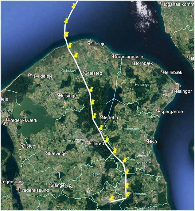 On arrival to the north coast of Sjælland, the pigeon goes down to70 meters and after 3 kilometers to 6-9 meters while the speed goes to 840m/minutes.