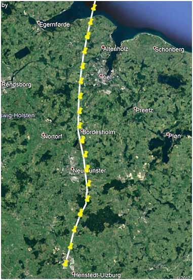 speed at 1620m/minutes. From Henstedt to the coast there are 75 km.