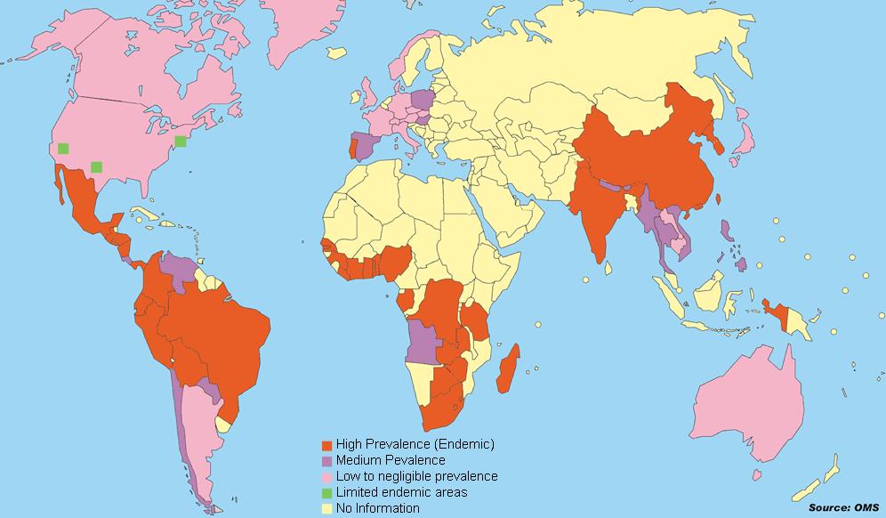 Neurocysticercosis and Taeniasis: Global Prevalence Map Clinical Epidemiology of Cysticercosis Est.