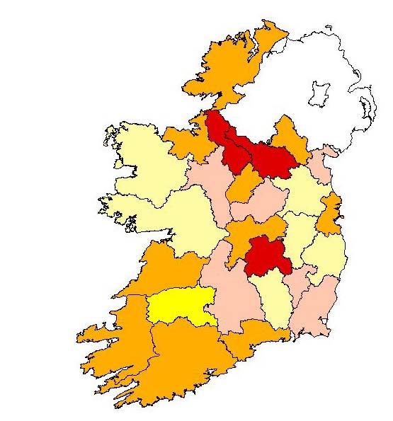 Figure 3.1.1 displays the distribution by county and by percentage of HIQA registered residential care settings for older people that participated in HALT 2013.