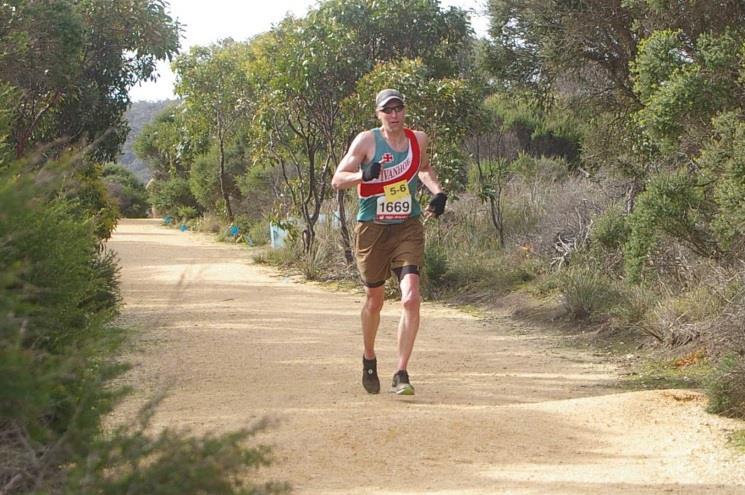 rounding the first corner in the first leg of the Anglesea Ekiden Relay Our team ran a total distance of 31.