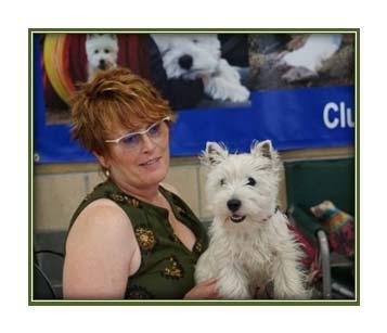her new Westie puppy Bailey stopped by and enjoyed the contestants.