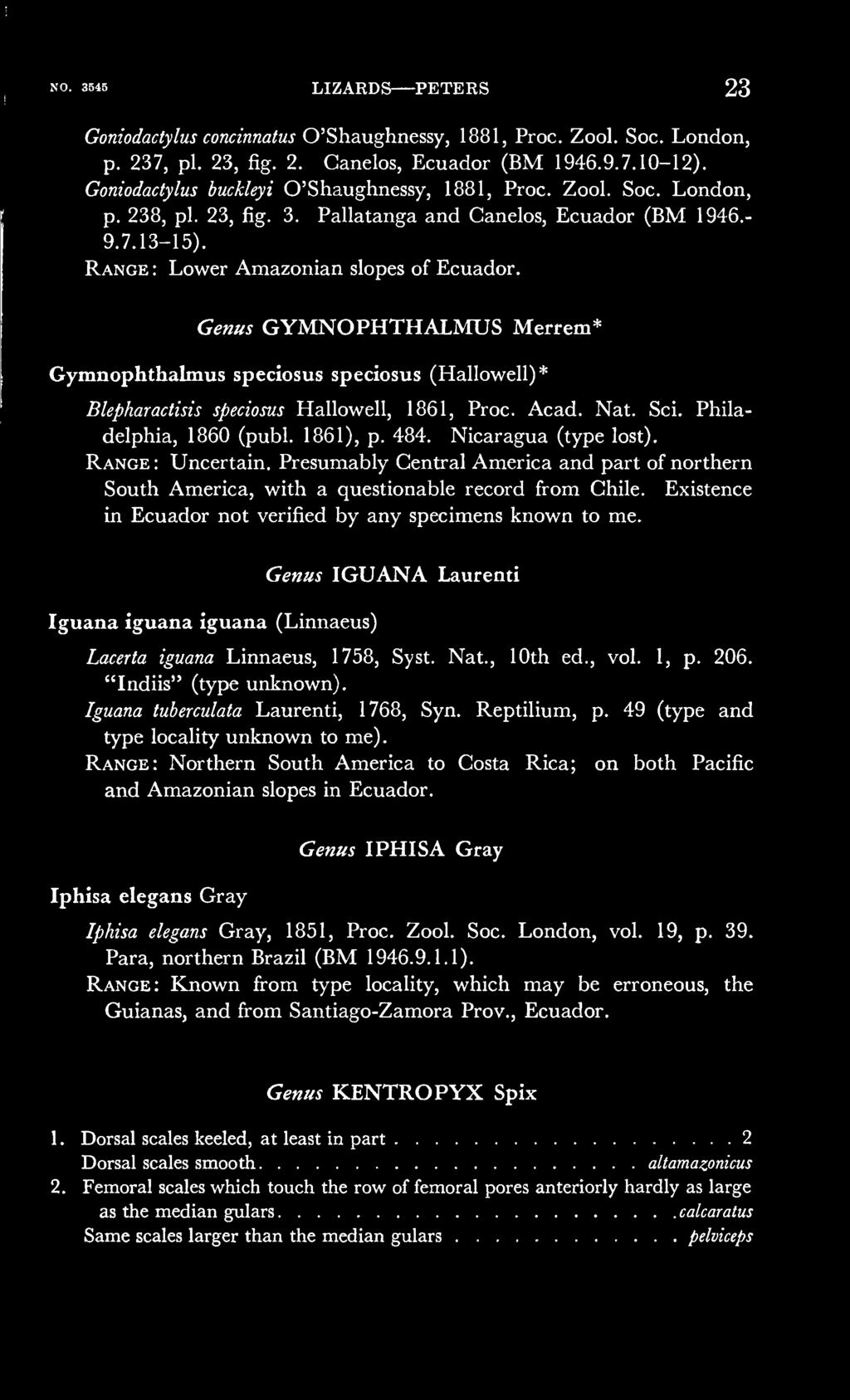 Genus GYMNOPHTHALMUS Merrem* Gymnophthalmus speciosus speciosus (Hallowell)* Blepharadisis speciosus Hallowell, 1861, Proc. Acad. Nat. Sci. Philadelphia, 1860 (publ. 1861), p. 484.